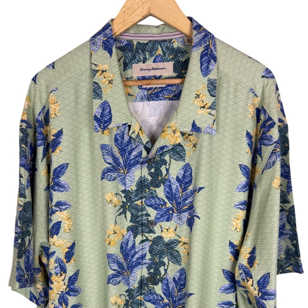 Tommy Bahama 3XL Mens Silk Tropical Floral Camp Shirt Sage Green Blue Yellow NWT